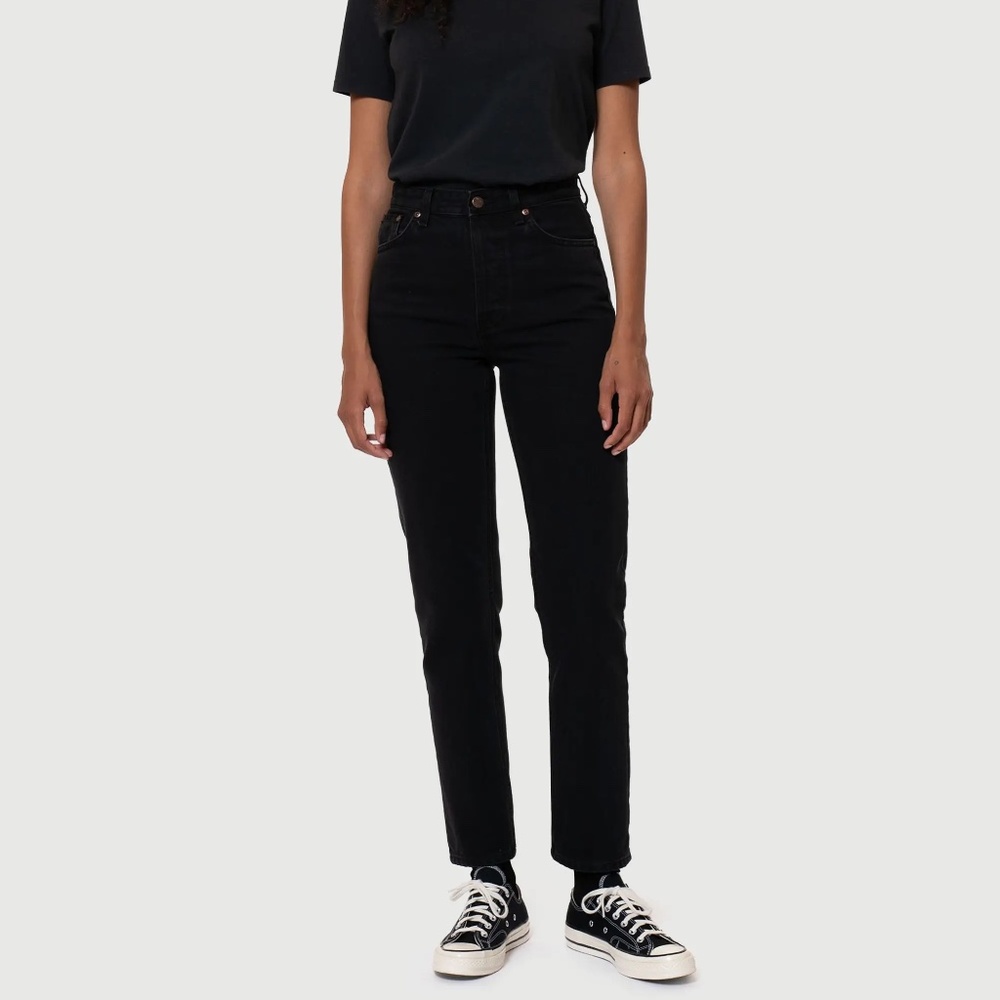 Women's Nudie Jeans Breezy Brit Aged Black Denim Jeans sz 27 Worn Once